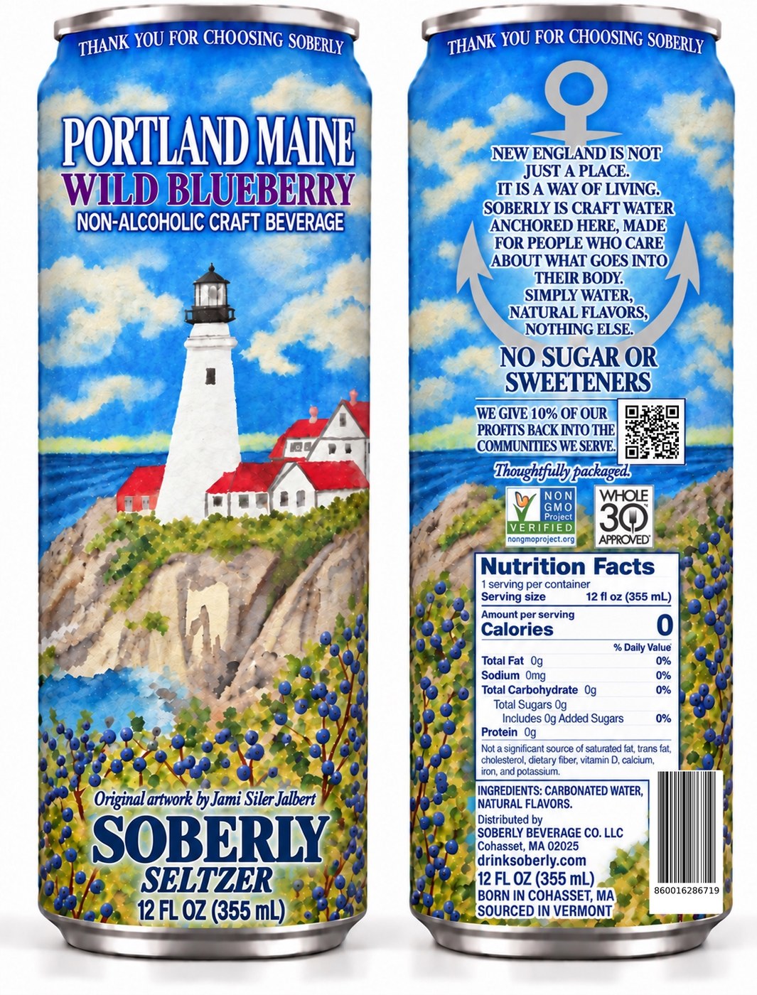 Portland Maine Wild Blueberry Soberly Seltzer