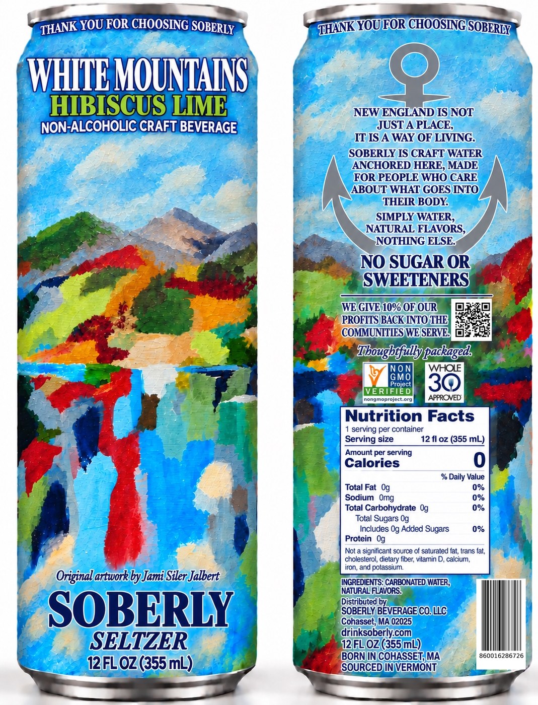 White Mountains Hibiscus Lime Soberly Seltzer